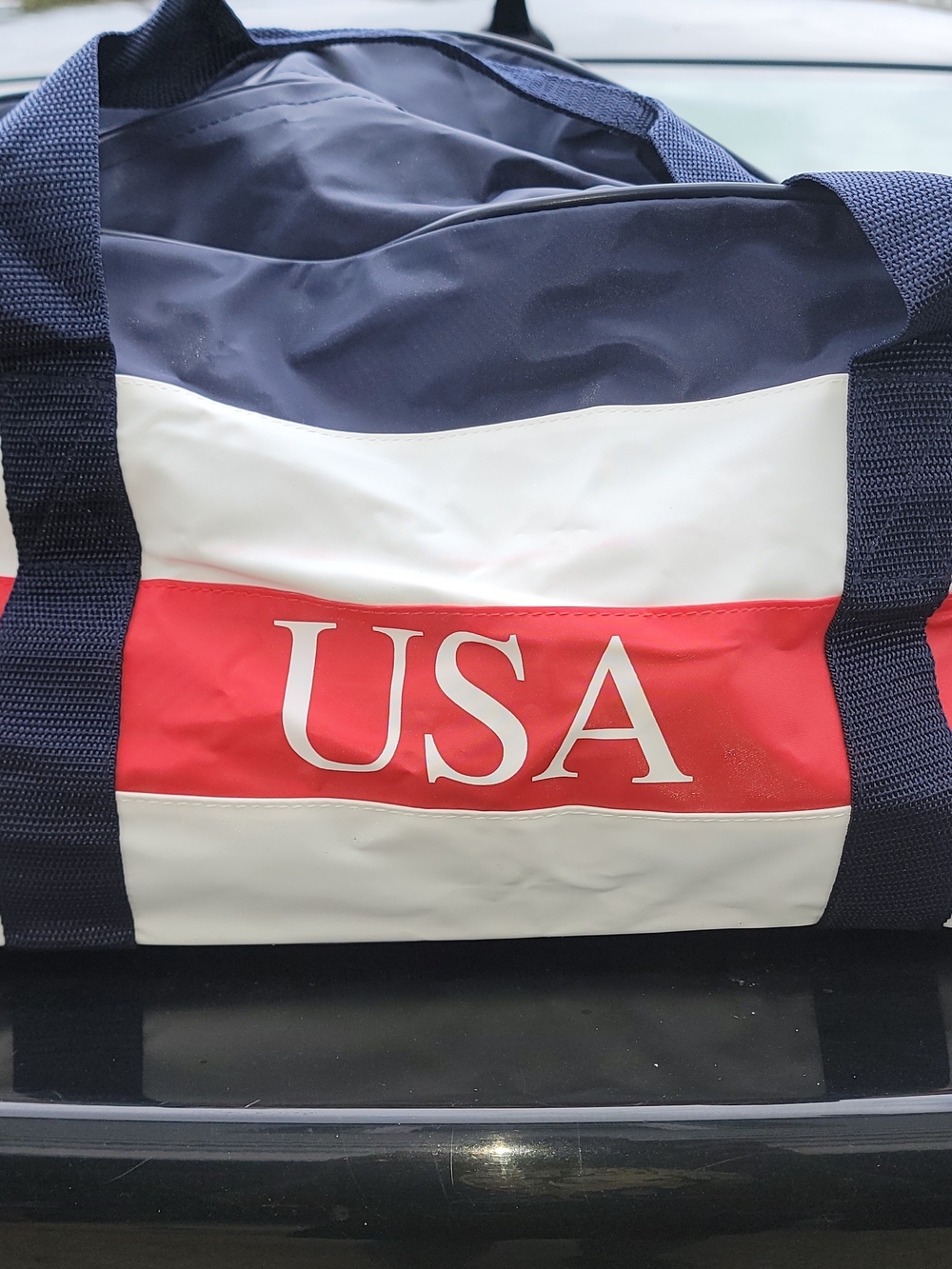 USA Nautical Striped Navy, White & Red Men’s Duffle Bag